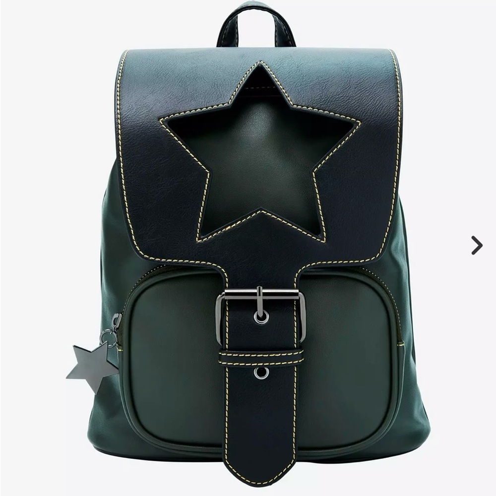 Hot Topic Black and Green Star Backpack